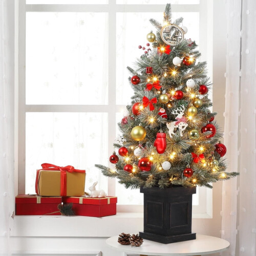 Flocked Fiber Optic Christmas Tree 3 ft to 4.5 ft 1