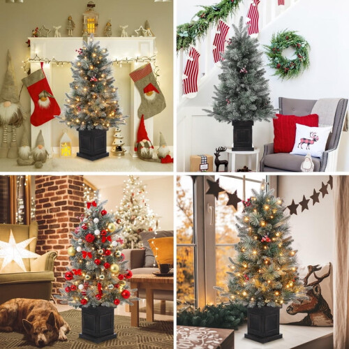 Flocked Fiber Optic Christmas Tree 3 ft to 4.5 ft 2