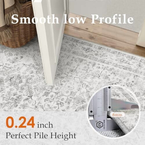 Grey 4x6 Vintage Washable Area Rug 1