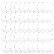 50 Pcs 3 Inch Acrylic Blanks with Hole Transparent Circle Ornament Clear Round Acrylic Christmas Ornament Blanks