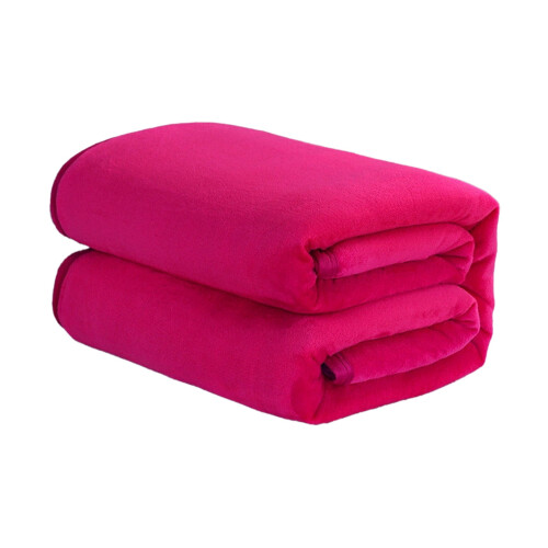 Flannel Throw Blanket Ultra Plush Solid Queen Size Hot Pink 1