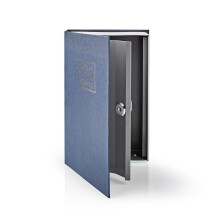 Tresor | Buchtresor | Schlüsselloch | Innenraum | Medium | Innenvolumen: 1,6 l | 2 Schlüssel im Lieferumfang | Blau / Silber.