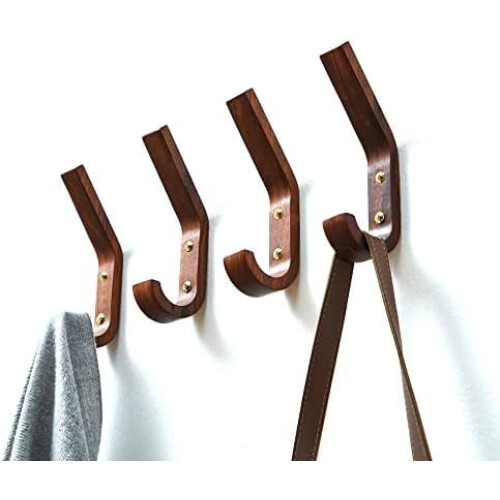 Πακέτο 4 γερών ρουστίκ γάντζων τοίχου, ξύλινοι γάντζοι τοίχου, διακοσμητικοί 1