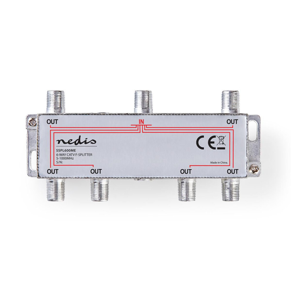 Catv Splitter | 5 - 1000 Mhz | Insertion Loss: 10.0 Db | Number Of Outputs: 6 | 75 Ohm | Zinc 5412810298426