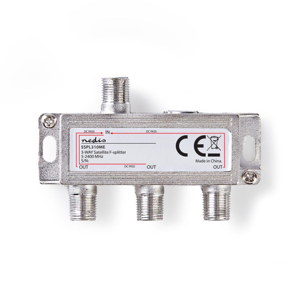 Satellite Splitter | 5 - 2400 Mhz | 10.5 Db| Number Of Inputs: 1 | Number Of Outputs: 3 | Impedance: 75 Ohm | Zinc | Silver 5412810298365