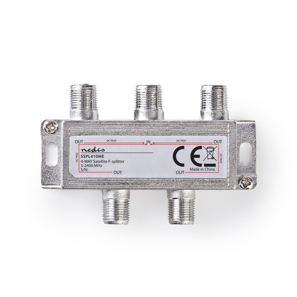 Satellite Splitter | 5 - 2400 Mhz | 11.5 Db| Number Of Inputs: 1 | Number Of Outputs: 4 | Impedance: 75 Ohm | Zinc | Silver 5412810298372
