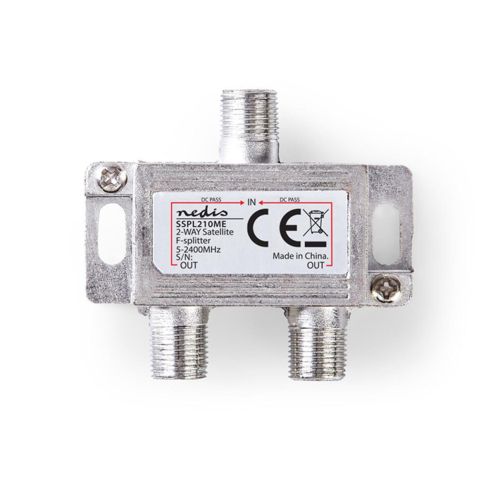 Satellite Splitter | 5 - 2400 Mhz | 6.5 Db| Number Of Inputs: 1 | Number Of Outputs: 2 | Impedance: 75 Ohm | Zinc | Silver 5412810298358
