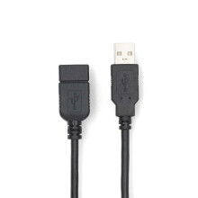 USB -Kabel | USB 2.0 | USB-A-Mann | USB-A Female | 480 Mbit / s | Nickel -plattiert | 3,00 m | Runde | PVC | Schwarz | Etikett