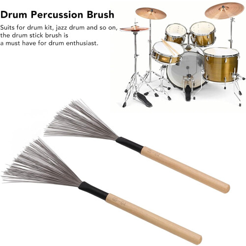 Drum Stick Brushes Maple Wood Handle 1 Pair 2