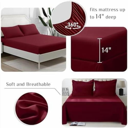 Burgundy Comforter Set 7-Piece Oeko-TEX Certified 2