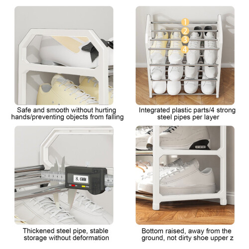 Shoe Rack Organizer,Four Tier Ventilated Storage,Space-Saving Entryway Solution,Quick Assembly No Tools Required 2