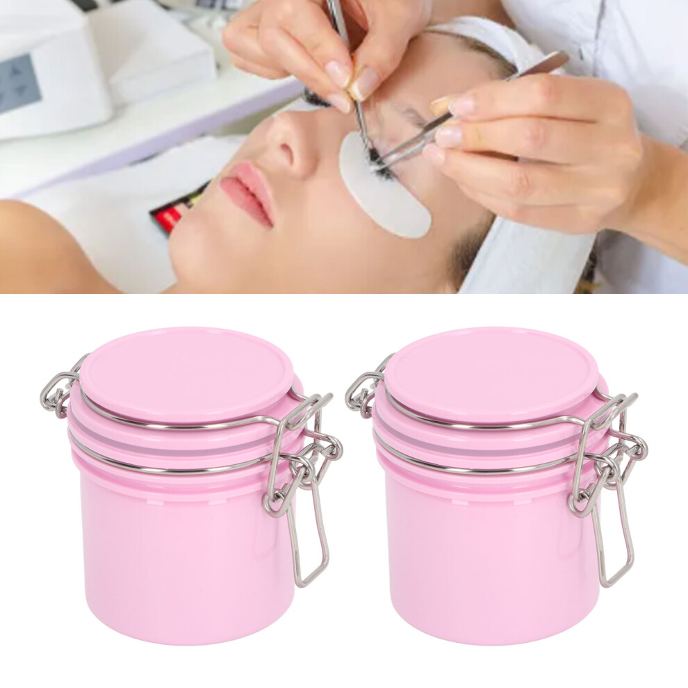 2pcs Pink 200ml Eyelash Glue Storage Jar Sealing Buckle Large Capacity