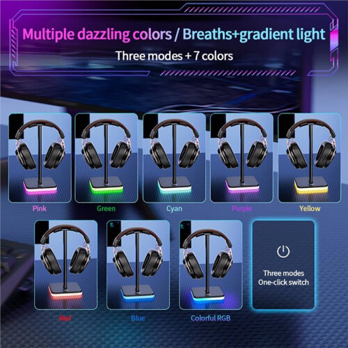 Aluminuim Headphone Holder RGB Headphone Display Rack Space Saving Desktop Organizer  Mounted Headphone Bracket 2