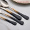 Stainless Steel Flatware Set Black Gold Handles 20-Pc 7