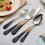 Stainless Steel Flatware Set Black Gold Handles 20-Pc 8