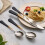 Stainless Steel Flatware Set Black Gold Handles 20-Pc 2