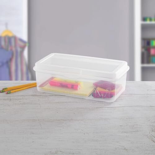 Clear Stackable Flip-Top Storage Box 13.1 x 7.6 x 4.5 in 2