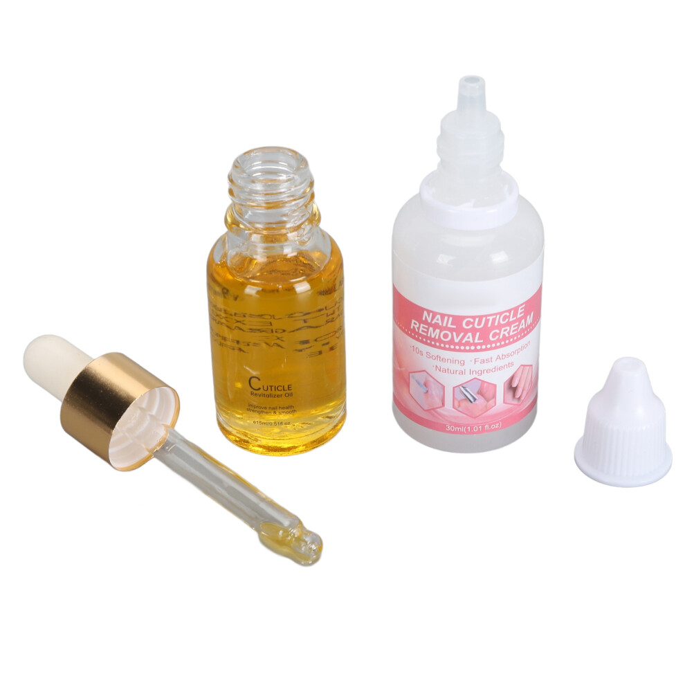 Orange Nail Cuticle Care Kit With Oil & Steel Pusher 15Ml/30Ml