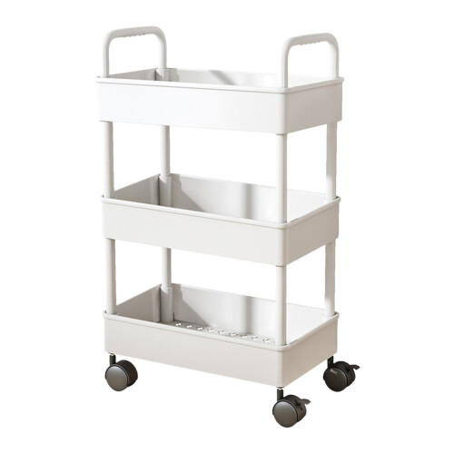 Chariot de rangement roulant blanc à 3 niveaux, utilitaire mobile 1