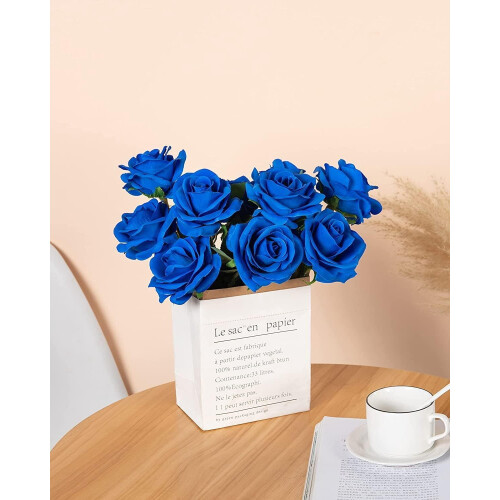 12pcs Royal Blue Artificial Roses with Stems 2