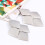 Kvinders Glitter Rhombus Dråbe Lange Dingle Lysekrone Statement Hook Øreringe Legering Sølv 4