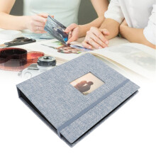 Mini 3-in-1 Fotobuch Baumwolle Hanf Gewebehülle 208 Fächer Blau