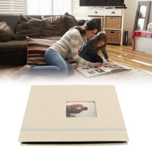 Mini 3in Photo Album Cotton Hemp Woven Shell 208 Pockets Khaki