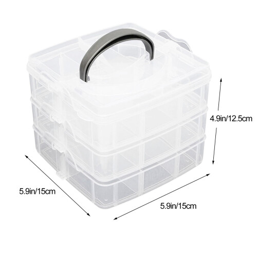 3-Tier Stackable Plastic Storage Box with 18 Compartments 1
