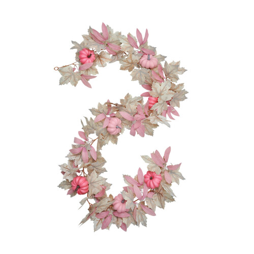 White Maple Leaf & Blush Pumpkin Garland, 5.5ft 1