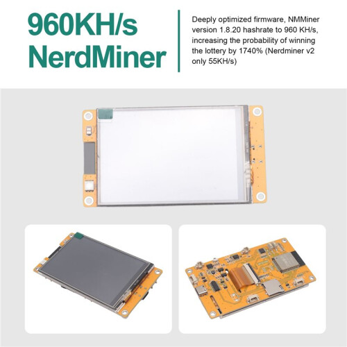 NMMiner NerdMiner V2 Hashrate Lucky Miners ESP32 Tela Inteligente de 3,5 Polegadas Crypto Solo Lottery 960KH/S Bitcoin Board 2