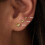 14K Gold Plated Flat Back Stud Earrings for Women 3 Pair 2