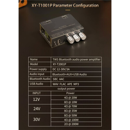 T2001P Upgraded Version 200W  Digital Amplifier Board with High and Low Frequency Adjustment TPA3221 2