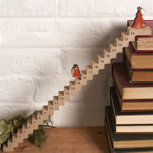 Christmas Advent Calendar Wooden Ornament Santa Claus Climbing Stairs Calendar Xmas Ornament Desk Decoration Gift