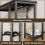 3-Piece Bar Table Set with 3 Storage Shelves for Dining Room, Black 2
