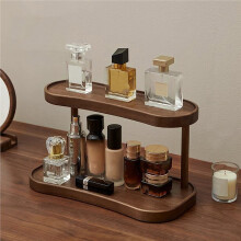 2 Tier Kitchen Countertop Storage Shelf Wooden Coffee Station Organizer for Countertop Coffee Bar Makeup Organizer