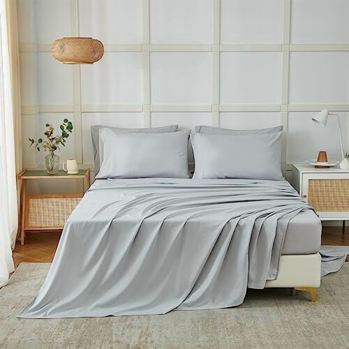 King Sheets Set 1800 Series Microfiber Grey 6-Pc 1