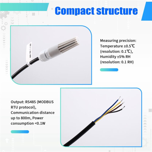 RS485 Temperature and Humidity Sensor Probe Probe-Type Temperature and Humidity Sensor Not Waterproof
