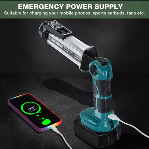 2000LM LED Work Light for  20V Lithium-Ion Battery Portable Light Horizontal Light Outdoor Handheld Flashlight 35W 1