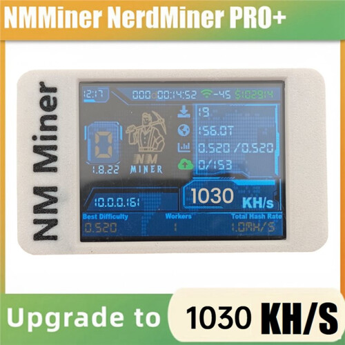 NerdMiner PRO NMMiner 1030KH/S BTC Minerador Solo de Bitcoin e Criptomoedas para Loterias com Tela Colorida de 2,8 Polegadas 1