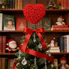 Valentine Day Tree Topper 8.8 Inch Romantic Heart Tree Ornament for Wedding Holiday Party Decoration Supplies Red