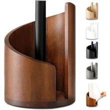 Porta Toallas de Papel de Montaña para Encimera con Base Redonda de Madera y Soporte de Hierro, Soporte para Organizar Rollos de Cocina. B