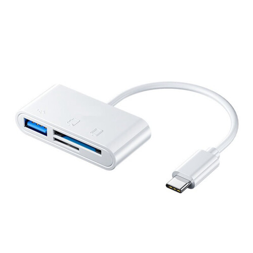 Type C Card Reader  TF Memory Card Reader USB C OTG Adapter High Speed Data Transmitter USB2.0 Card Reader White