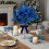 Glitzernde blaue künstliche Weihnachtssternblume mit Stiel – 6