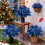 Glitzernde blaue künstliche Weihnachtssternblume mit Stiel – 7