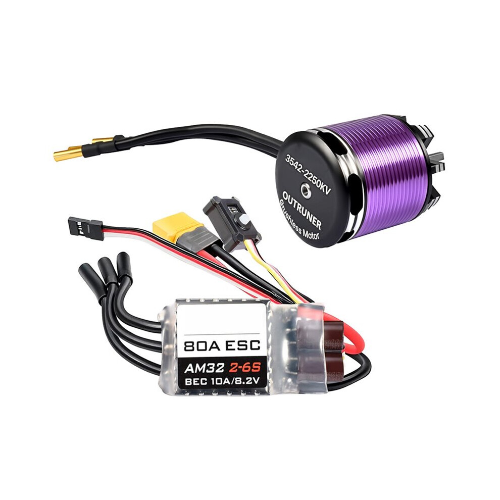 Brushless Motor Esc Combo 3542 Outrunner Motor 80A Esc For 1/10 1/12 Rc Crawler Car, Brushless Motor Am32 Esc 2250Kv 4713304958514