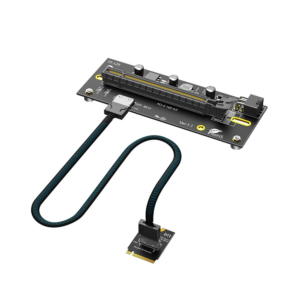 M.2 M-Key 2230 To Pci-E 4.0 X16 With Oculink Sff-8612/8611 Extension Cable As External Card, Pwr Atx 6Pin 12V 4713304953861