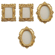 4Pcs Magnetic Picture Frames for Refrigerator,Wall Hanging Gold Frames Vintage Oval Rectangle Baroque Photo Frames