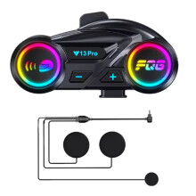 Y13 Pro Motorradhelm -Headset mit Gegensprechanlage, Reichweite 500 M, Chip V6.0, Stereo-FM-Radio, Musikmischung, Soft-Mikrofon