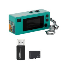 Thumb Camera 0.96Inch Action Retro Keychain Camera with 32G Card 1080P Camcorder Video Recorder Backpack Charm A