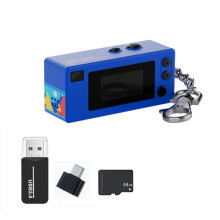 Keychain Thumb Camera 1080P HD Video Recording 0.96Inch LCD Display with 64G Card 130 Degree Wide Angle Lens C